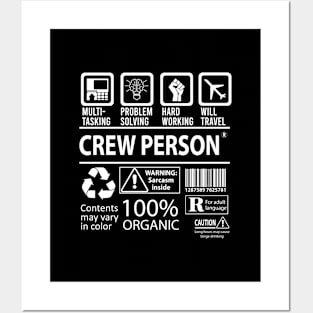 Crew Person T Shirt - MultiTasking Certified Job Gift Item Tee Posters and Art